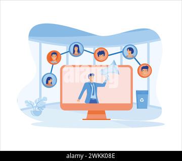 People share information with affiliate referrals and making money. flat vector modern illustration Stock Vector