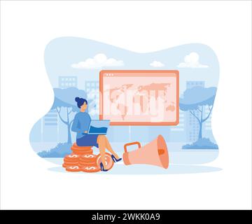 Business marketing, macro marketing metaphors. flat vector modern illustration Stock Vector