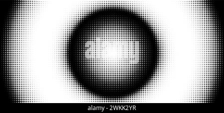Halftone design background. circle frame dotted background. Round border Icon using halftone random circle dots. Vector illustration Stock Vector