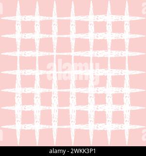Textured Hand Drawn Plaid Vector Pattern. Grune Artistic Cottagecore Checks. Homestead Farmhouse Print. Pastel Summer Graphic Background with chalk cr Stock Vector