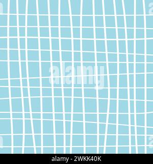 Cute background with brush texture effect, grid plaid style fine broken lines. Irregular check repeat pattern. Square diagonal shape, grunge noise tex Stock Vector