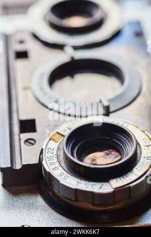 Vintage Camera Lens and Focusing Ring Close-Up Stock Photo