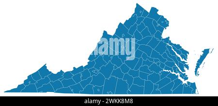 Editable vector file of the counties that make up the state of Virginia Stock Vector