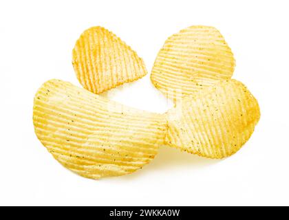 Potato chips isolated white background close up Stock Photo