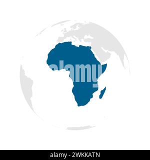 Africa continent dark blue highlighted silhouette on Earth globe. Vector illustration Stock Vector