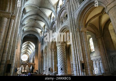 The nave or central aisle of Durham Cathedral (Durham, England) Stock Photo