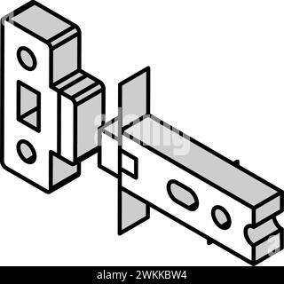 latch door hardware furniture fitting isometric icon vector illustration Stock Vector