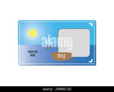Sea nautical themed ID card style photo frame template. Editable for digital marketing social media. Stock Vector