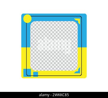 Social media photo frame square template in ukraine flag colors of blue and yellow. Editable for digital marketing social media interface. Stock Vector