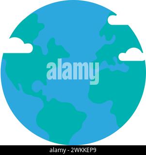 Blue planet earth clouds in night sky. Vector illustration with planet ...