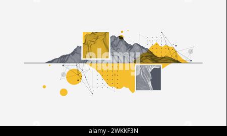 Abstract wireframe background. Modern science or technology art elements. Surface illustration. Vector. Stock Vector