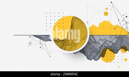 Abstract wireframe background. Modern science or technology art elements. Surface illustration. Vector. Stock Vector