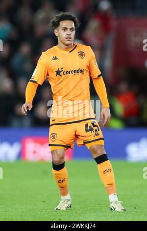 Southampton, UK. 20th Feb, 2024. Hull City midfielder Fabio Carvalho (45) in action during the Southampton FC v Hull City FC at St.Mary's Stadium, Southampton, England, United Kingdom on 20 February 2024 Credit: Every Second Media/Alamy Live News Stock Photo