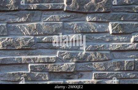 Texture of decorative white slate stone wall surface Stock Photo
