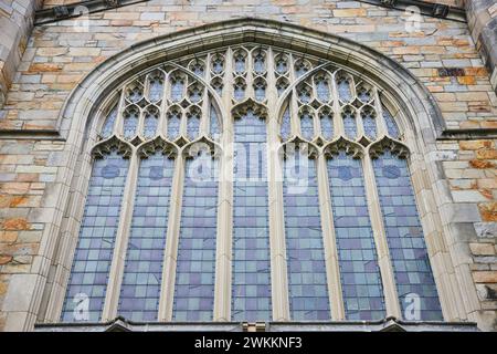 Gothic Window at University of Michigan, Eye-Level View Stock Photo