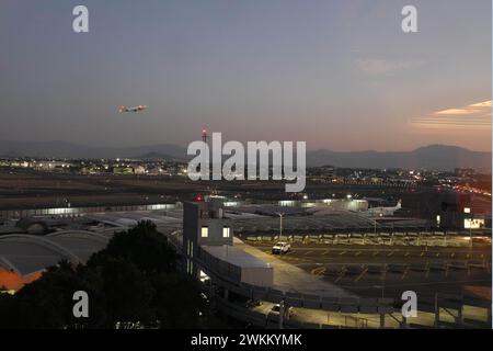 An airplane takes of at the Mexico City International Airport aka Aeropuerto Internacional Benito Juarez (Benito Juarez International Airport, Friday, April 28, 2023, in Mexico City. Stock Photo