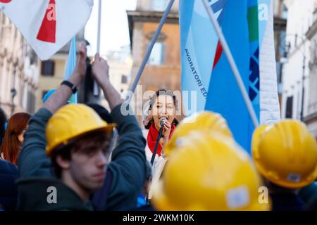 Roma, Italia. 21st Feb, 2024. Foto Cecilia Fabiano/LaPresse 21 Febbraio 2024 Roma, Italia - Cronaca - Manifestazione di CGIL e UIL per la sicurezza sul lavoro dopo il crollo di Firenze Nella foto: la manifestazione di Roma February 21, 2024 Roma, Italy - Demostration of trade unions against withe death In the photo: the demonstration Credit: LaPresse/Alamy Live News Stock Photo