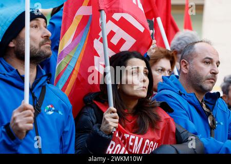 Roma, Italia. 21st Feb, 2024. Foto Cecilia Fabiano/LaPresse 21 Febbraio 2024 Roma, Italia - Cronaca - Manifestazione di CGIL e UIL per la sicurezza sul lavoro dopo il crollo di Firenze Nella foto: la manifestazione di Roma February 21, 2024 Roma, Italy - Demostration of trade unions against withe death In the photo: the demonstration Credit: LaPresse/Alamy Live News Stock Photo