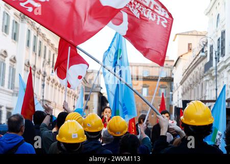 Roma, Italia. 21st Feb, 2024. Foto Cecilia Fabiano/LaPresse 21 Febbraio 2024 Roma, Italia - Cronaca - Manifestazione di CGIL e UIL per la sicurezza sul lavoro dopo il crollo di Firenze Nella foto: la manifestazione di Roma February 21, 2024 Roma, Italy - Demostration of trade unions against withe death In the photo: the demonstration Credit: LaPresse/Alamy Live News Stock Photo