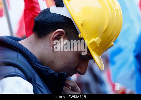 Roma, Italia. 21st Feb, 2024. Foto Cecilia Fabiano/LaPresse 21 Febbraio 2024 Roma, Italia - Cronaca - Manifestazione di CGIL e UIL per la sicurezza sul lavoro dopo il crollo di Firenze Nella foto: la manifestazione di Roma February 21, 2024 Roma, Italy - Demostration of trade unions against withe death In the photo: the demonstration Credit: LaPresse/Alamy Live News Stock Photo