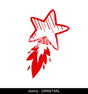 Red Fiery Shooting Star Icon Stock Vector