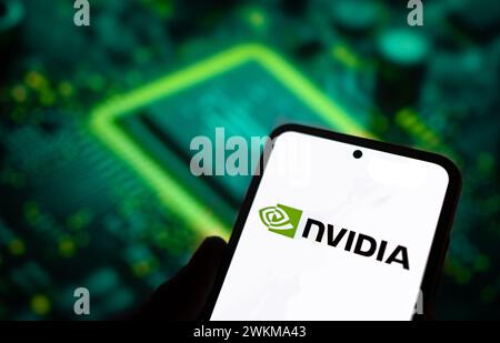 Nvidia technology company displayed on cell phone Stock Photo