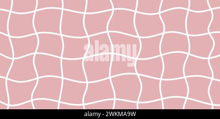 Groovy Checkerboard Pattern, Psychedelic Abstract Grid Background of 1970s Retro Style. Ideal for Web Design, and Social Media. Featuring Pink and Whi Stock Vector