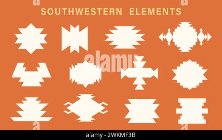 Aztec Navajo Tribal Shapes Set Southwestern Symbol Stock Vector