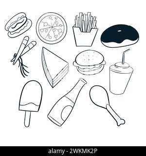 Fast Food Doodle Scribble Vector Icon Illustration Fast Food Doodle Icons Scribble Drawing Stock Vector