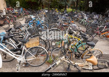 Lido is a small island across the canal from Venice where getting around by bike is preferred. Stock Photo