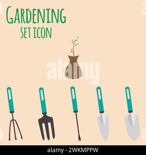 Set of gardening tool icons Vector Stock Vector