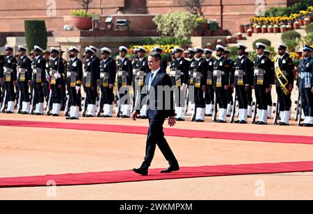 New Delhi, India. 21st Feb, 2024. NEW DELHI, INDIA - FEBRUARY 21: Prime Minister of Greece Kyriakos Mitsotakis during the Guard of honour at the Rashtrapati Bhavan on February 21, 2024 in New Delhi, India. (Photo by Arvind Yadav/Hindustan Times/Sipa USA) Credit: Sipa USA/Alamy Live News Stock Photo