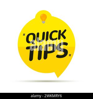 Quick tips icon badge. Top tips advice note icon. Idea bulb education tricks Stock Vector