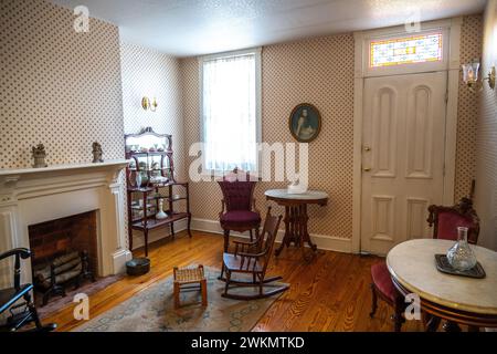 living room in Babe Ruth's family's home in Baltimore at the Baby Ruth Birthplace Museum Stock Photo