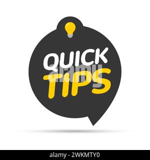 Quick tips icon badge. Top tips advice note icon. Idea bulb education tricks Stock Vector