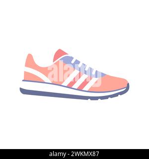 Pink running sneaker, icon symbol, on white isolated background. vector Stock Vector