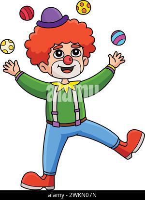 Birthday Clown Juggling Cartoon Colored Clipart  Stock Vector