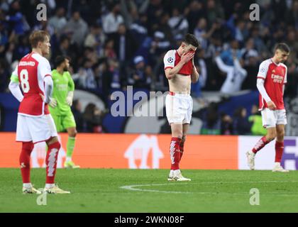 Porto, Portugal. 21st Feb, 2024. Arsenal dejection during the UEFA Champions League match at the Estadio do Dragao, Porto. Picture credit should read: David Klein/Sportimage Credit: Sportimage Ltd/Alamy Live News Stock Photo