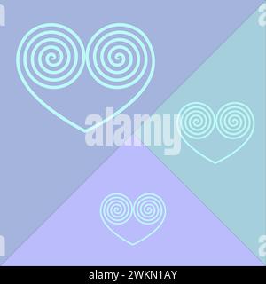 Wavy heart in cyan color Stock Vector