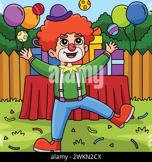 Birthday Clown Colored Cartoon Illustration Stock Vector