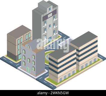 Isometric View of Building. Vector illustration Stock Vector Image ...