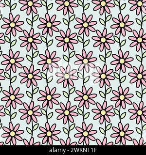 Seamless pattern of abstract chamomile flowers in trendy pale shades. Springtime background texture. EPS. Vector for wrapping, wallpaper or web, cards, posters, banner, billboards, promo, price, label Stock Vector