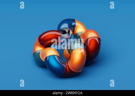Abstract shape against blue background, 3D illustration.  Smooth shape 3d rendering Stock Photo