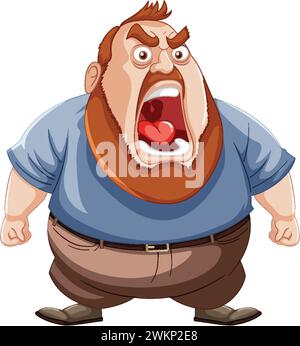 Cartoon of a man yelling in anger or frustration Stock Vector