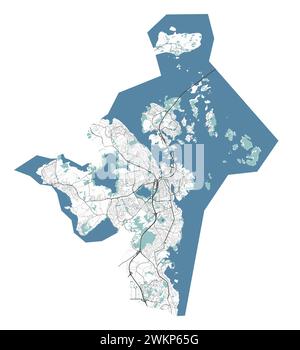 Map of Stavanger, Norway. Detailed city vector map, metropolitan area ...