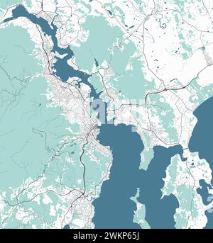 Map of Hobart, Australia. Detailed city vector map, metropolitan area ...