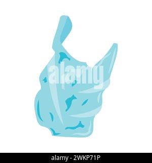 Used plastic bag in flat style. Vector illustration isolated on white background. Stock Vector