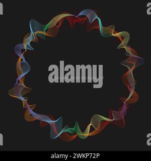 Abstract vector circle colorful background with wavy lines, isolated on black. Autumn colors. Vector illustration Stock Vector
