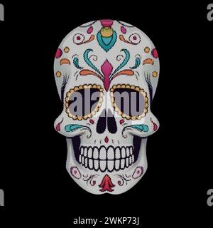 A skull crafted from small mosaic droplets forms a colorful and intricate design Stock Vector