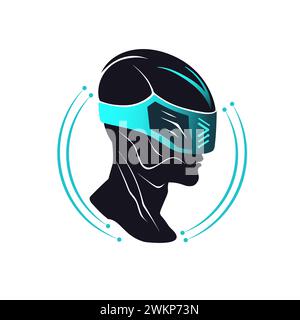 Virtual reality helmet logo design. Vector illustration Stock Vector